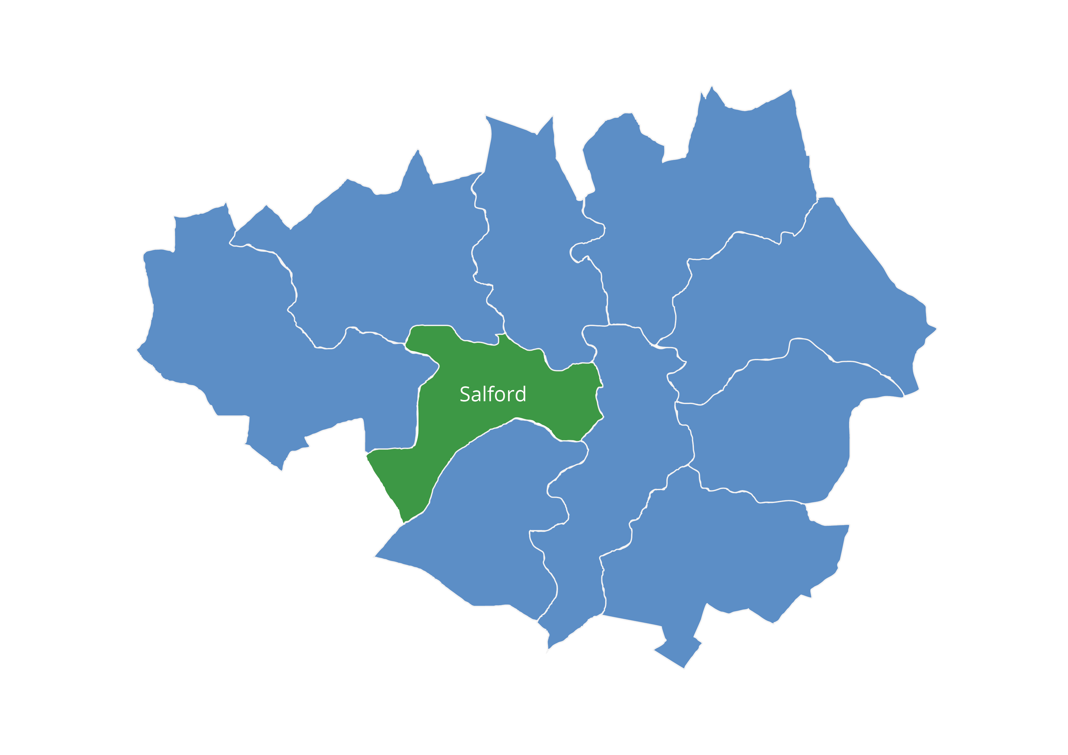 Manchester Map with Salford highlighted