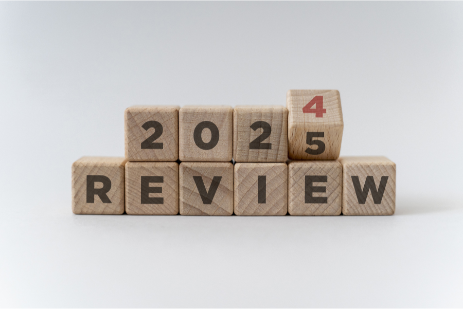 Wooden blocks showing the words "2024 review"